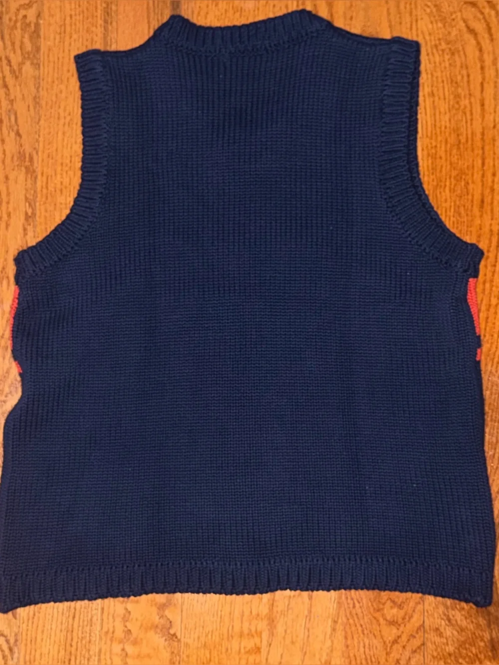 American Eagle Outfitters Navy and Orange Knit V-Neck Sweater Vest